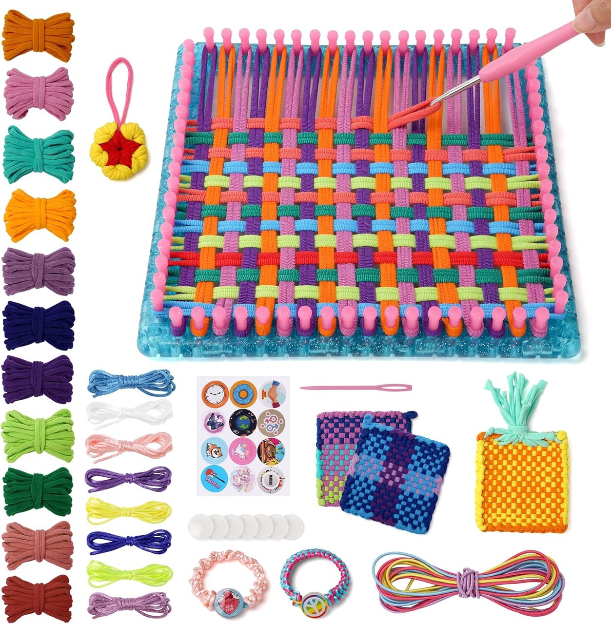 Weaving Loom Kit Toys for Kids, DIY Arts and Crafts for Adult, Weaving Looms for Potholder & Friendship Bracelet